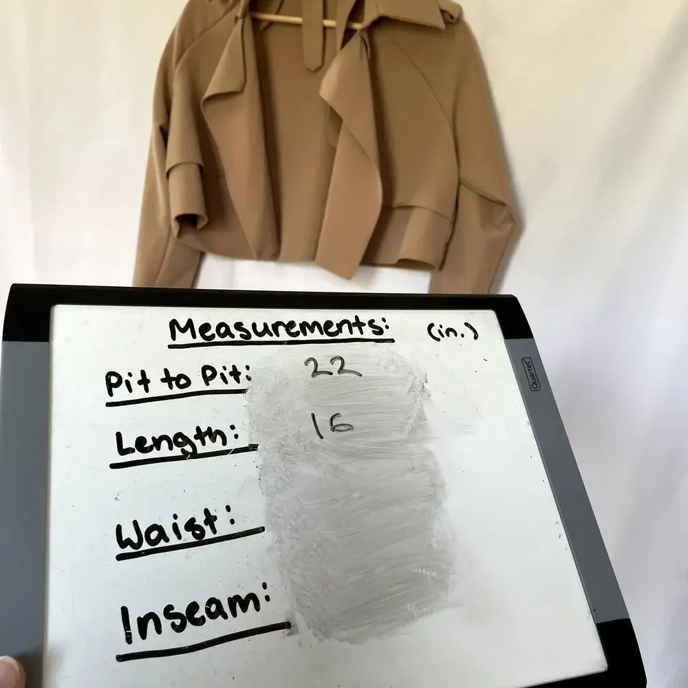 Fountain brown‎ cropped jacket tan flutter detail women's size small lightweight